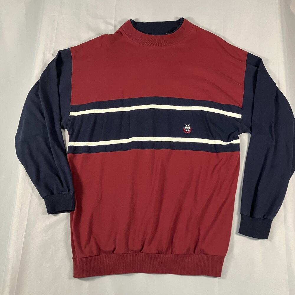 Vintage Members Only Crewneck Sweatshirt‎ Mens XLT Red Navy Stripe Made in Korea